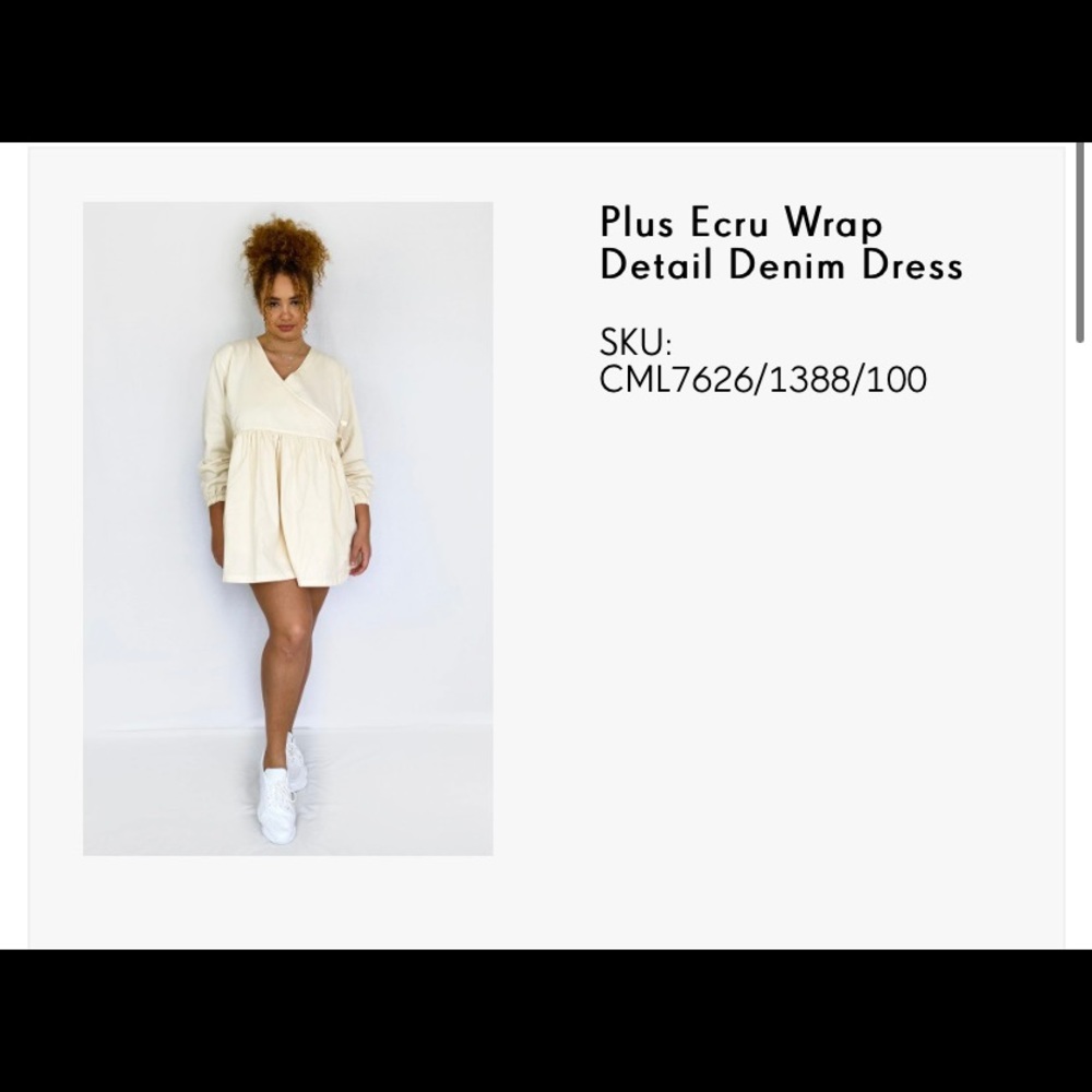 Ecru Wrap Detail Denim Dress